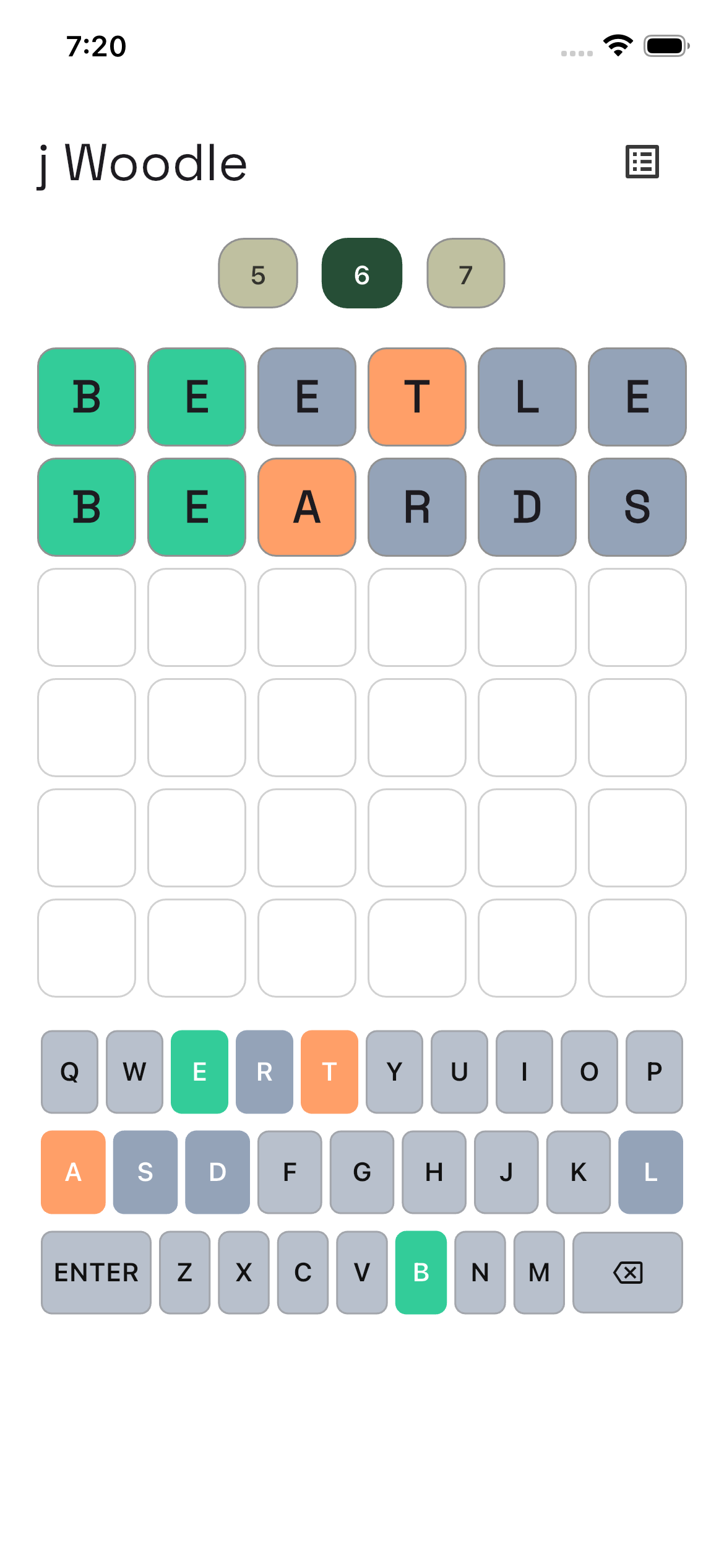 JWoodle gameplay screen